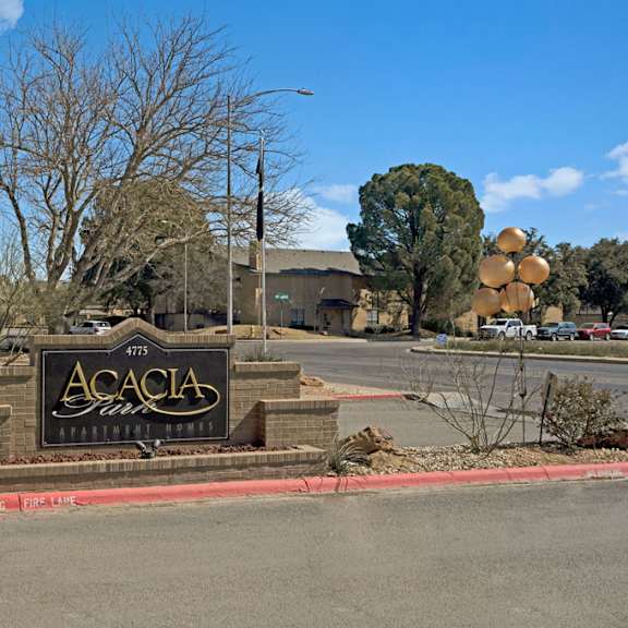 The front sign at Acacia Park. 