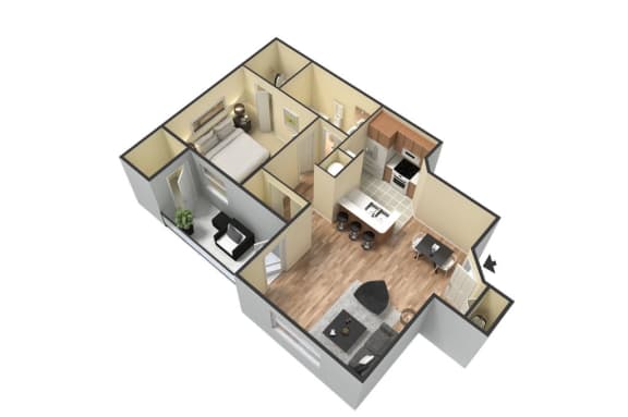 1 Bed 1 Bath Floor Plan at Portofino Apartment Homes, Florida, 33647-3412