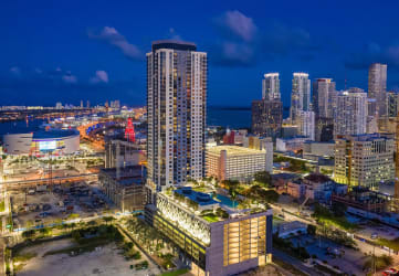 City View In Night at Caoba Miami Worldcenter, Florida