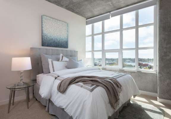 Bedroom at Aqua Via Apartments, Oakland, CA