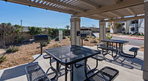 take a break at our picnic tables in the shade at Aspire Rialto, California, 92376