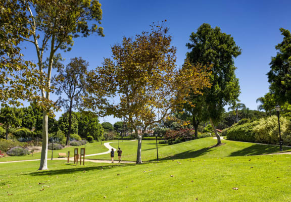 a park with trees and a path in the grass at La Jolla Blue, San Diego