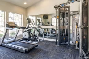 The Palms Apartments Fitness Center with cardio equipment and weight machines