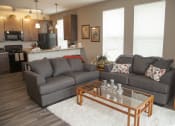 Thumbnail 15 of 17 - View of living room and kitchen in 1 bedroom apartment