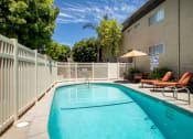 Thumbnail 10 of 41 - Apartments for Rent in West Hills, CA - Topanga - Pool with Lounge Chairs and Fence.