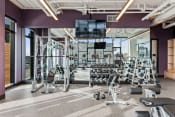 Thumbnail 7 of 16 - an image of a gym with free weights and cardio equipment