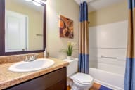 the preserve at ballantyne commons apartments bathroom with sink toilet and shower