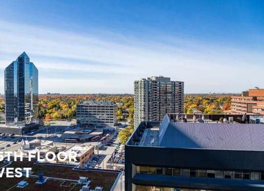a view of the city from the roof of a building