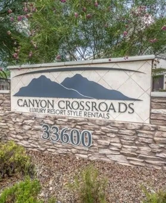 Monument Sign at Canyon Crossroads Apartment Homes in Phoenix AZ