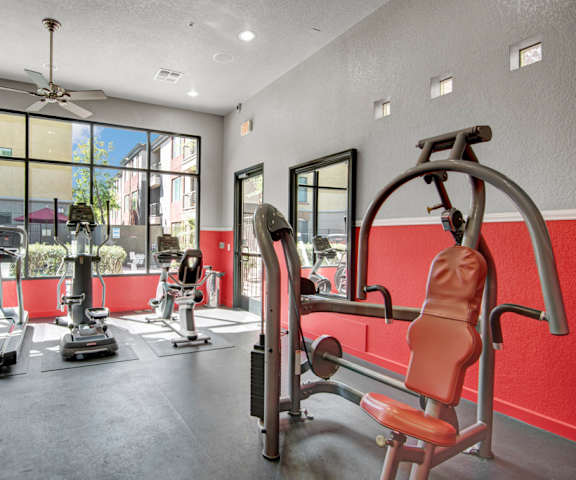 the colony at deerwood apartments fitness room with cardio equipment