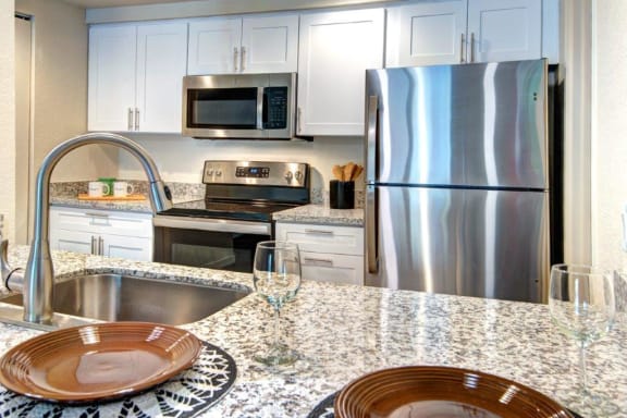 12 Central Square Apartments Model Kitchen Counters and Appliances