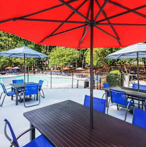 Pool Deck With Private Cabanas at The Pointe at Midtown, Raleigh, NC, 27609