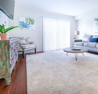 Carpeted Living Area at Oliver Apartments, Michigan