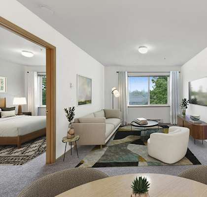 Living Room at Lakewood Meadows Apartments in Lakewood WA