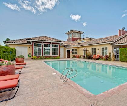 A house with a pool in the backyard.