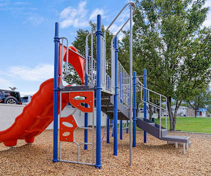 a playground with a slide and