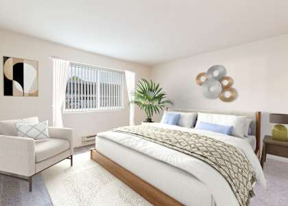 Bedroom with Large window at Cherrywood Apartments, San Jose, 95118