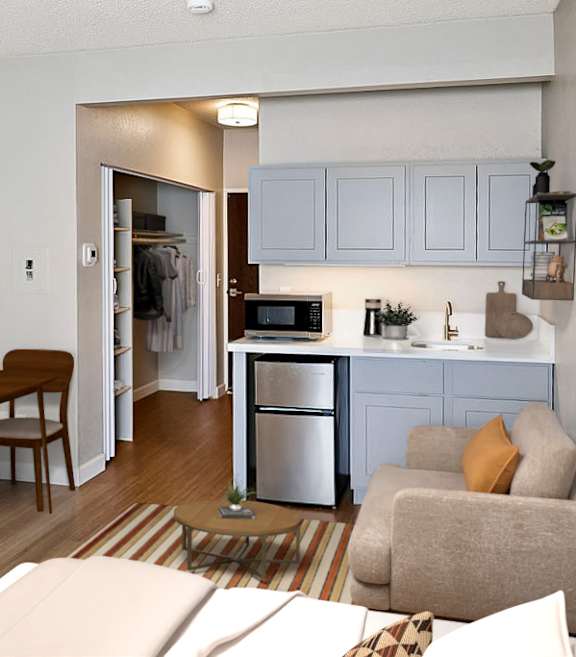 Kitchen with cabinets at Lakeside Manor Apartments, Reno, Nevada