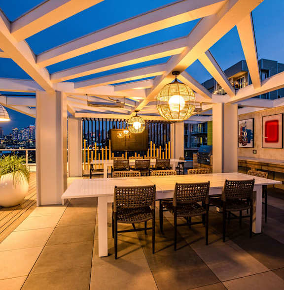 Rooftop Living Spaces at The Summit at Lake Union, Seattle, WA