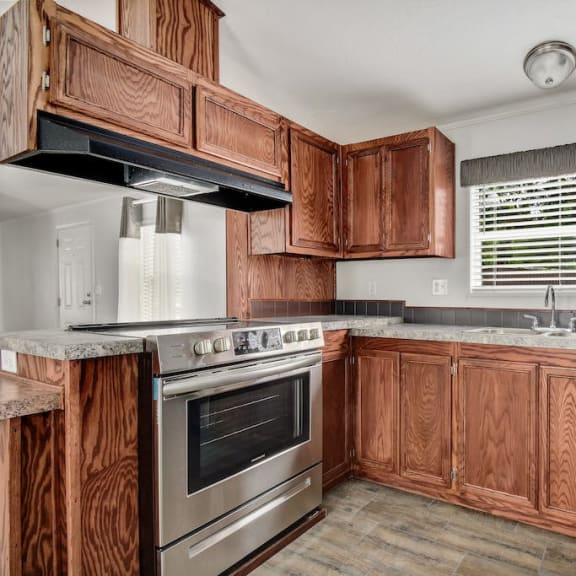 Beautiful wood style kitchen at Forest Vista, La Porte, TX