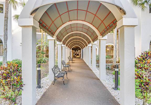 Long walkway at Park Tower - 55+ Active Adult Apartments, Florida