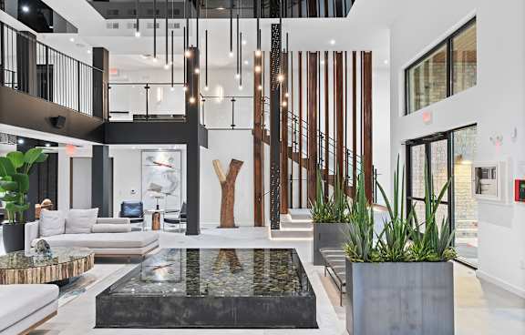 Multi-story clubhouse entry