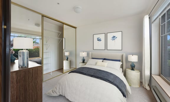 Bedroom with closet at Boardwalk in Olympia WA
