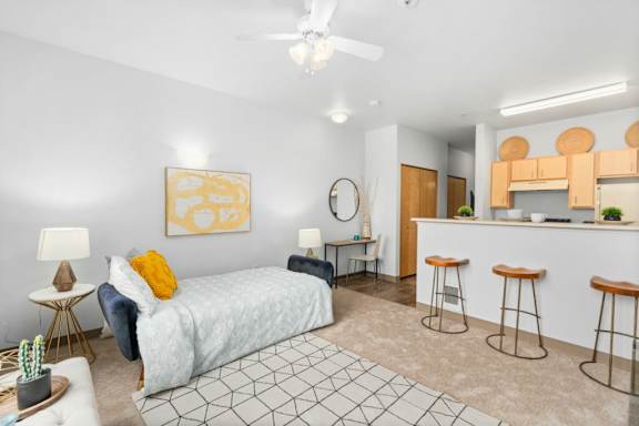 Island Kitchen at Fifth Avenue Place Apartments, Oregon