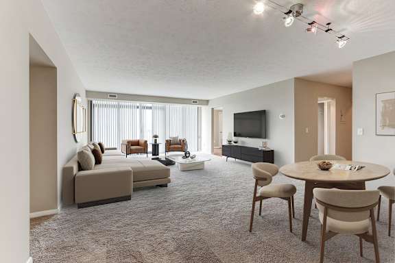 Living room and dining room