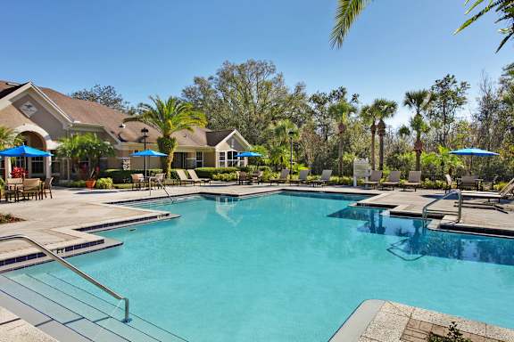  Outdoor saltwater pool with sundeck and grills