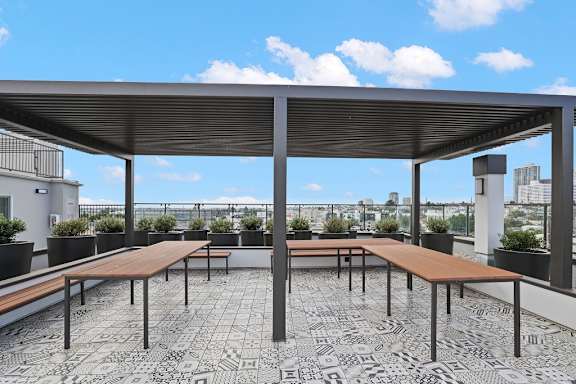 Rooftop deck at LA apartment in West LA