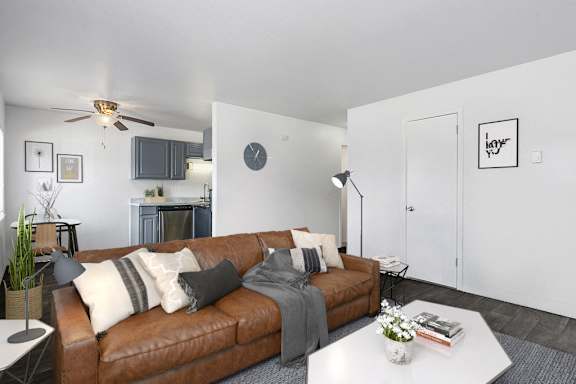 Staged Living Room at Kentwood Apartments, Kent, WA