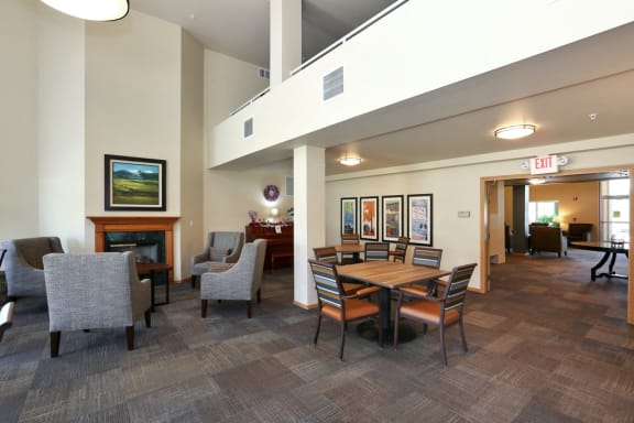 Community Lounge with a fireplace at VINTAGE AT BELLINGHAM, Bellingham, 98226
