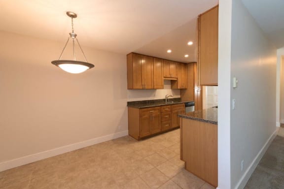 Parkside Apartments kitchen and empty living room
