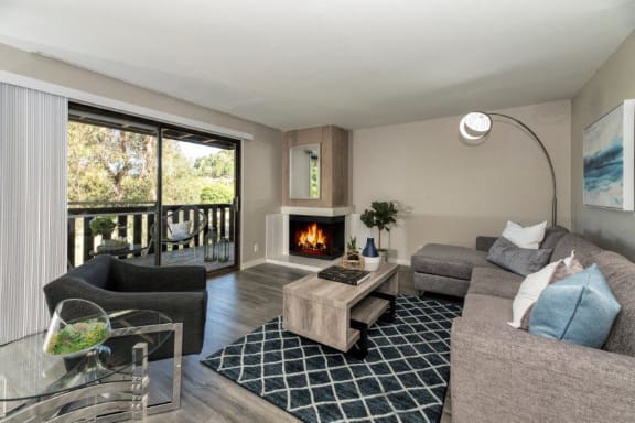 Parkside Apartments living room and balcony view