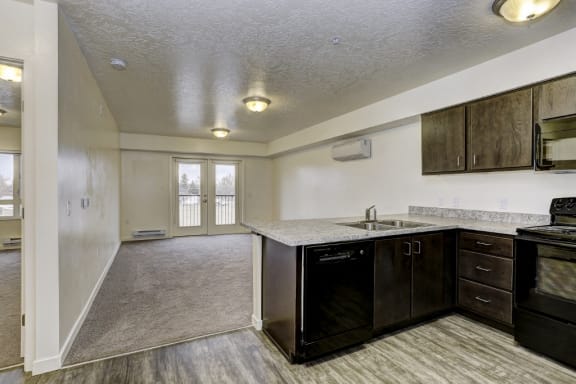 Kitchen into living room