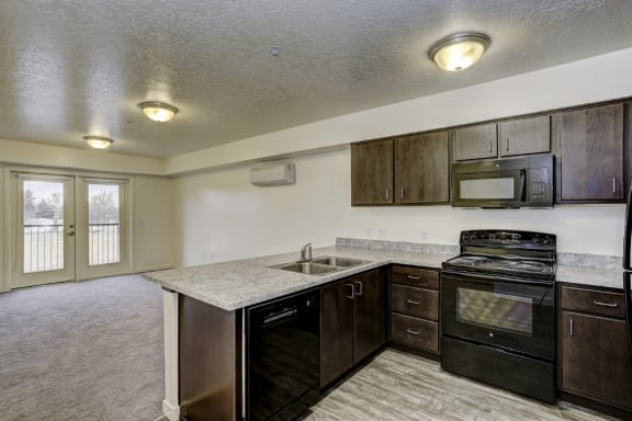 Kitchen with external doors