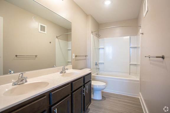Double Sinks with Shower Storage