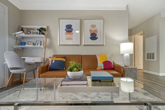 a living room with a couch and a tv