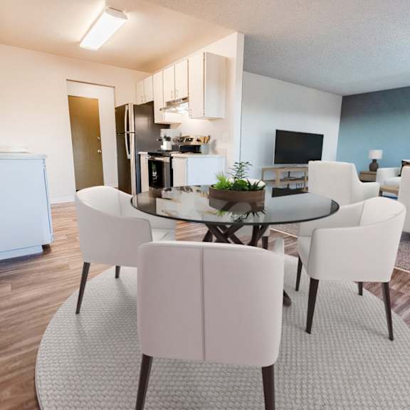 Modern Dining Table with Glass Table and chair at Arbor Pointe, Lakewood, WA