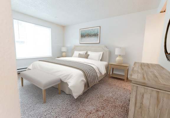 Cozy Bedroom with Nightstand at Harbor Oaks, Steilacoom, 98388