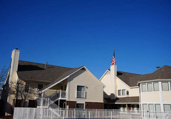 a house with an flag on top of it