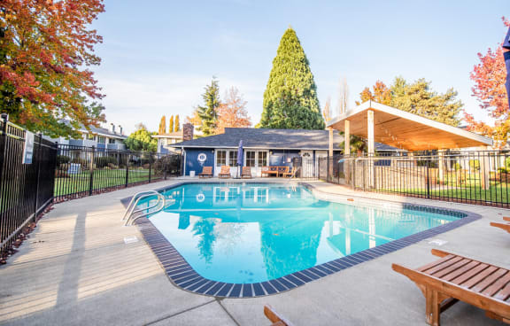 the swimming pool at our apartments at ReVive Apartments, Fife, Washington