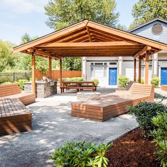 Wooden gazebo at Signature Pointe, Kent, Washington