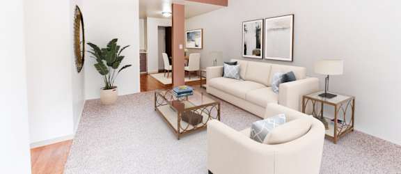 Modern Living Room with Couch and Chairs at Harbor Oaks, Steilacoom