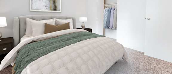 Bedroom with Cozy Bed at Harbor Oaks, Steilacoom, Washington