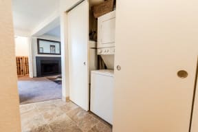 Tacoma Apartments - The Lodge at Madrona Apartments - Laundry and Fireplace