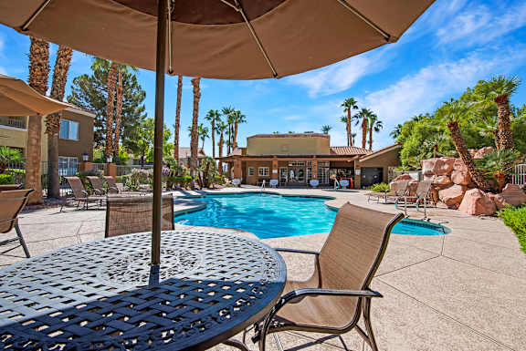 the swimming pool at our apartments in palm springs