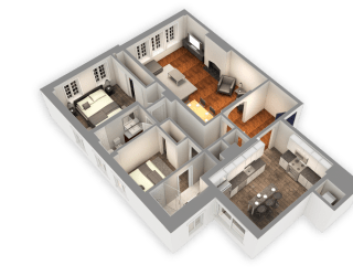 1075 SQFT 2 Bed 2 Bath 3D View at Park Heights by the Lake Apartments, Chicago, IL, 60649