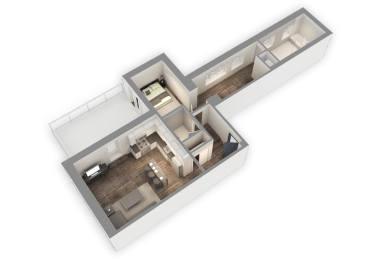1  Bed   1.5  Bath   1,034 Sq. Ft. Lake Shore Floor Plan at Park Heights by the Lake Apartments, Chicago, Illinois